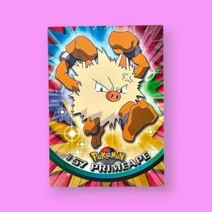 Pokemon 1999 TOPPS Primeape #57 Blue Logo TV Animation Edition Card